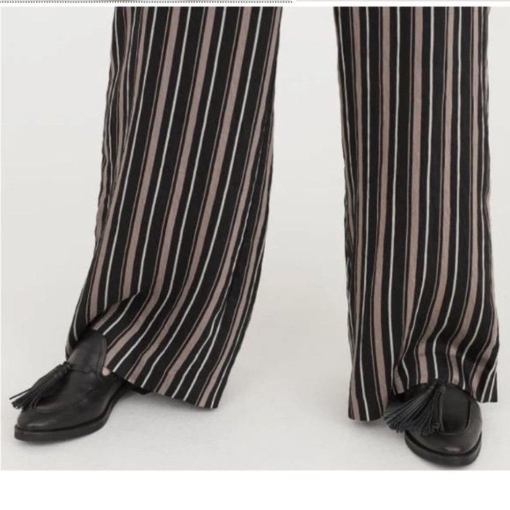 H&M Striped Wide-Leg Pants with Rope-look Belt - Picture 8 of 8